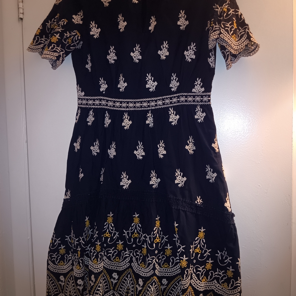 Shoshanna Navy Dress with Embroidery